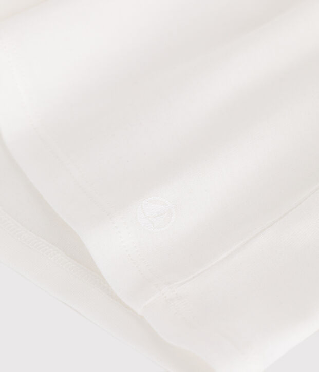 Children's plain short-sleeved cotton T-shirt with a collar white