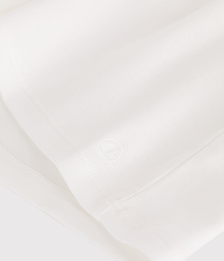 Children's plain short-sleeved cotton T-shirt with a collar MARSHMALLOW white