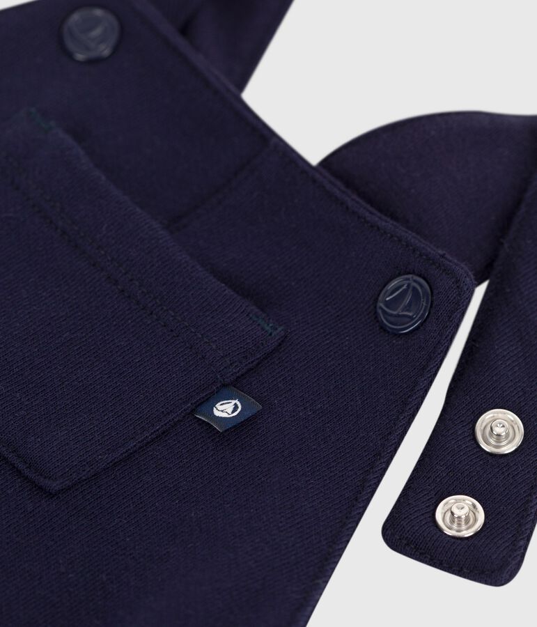 Babies' long-leg plain cotton dungarees blue