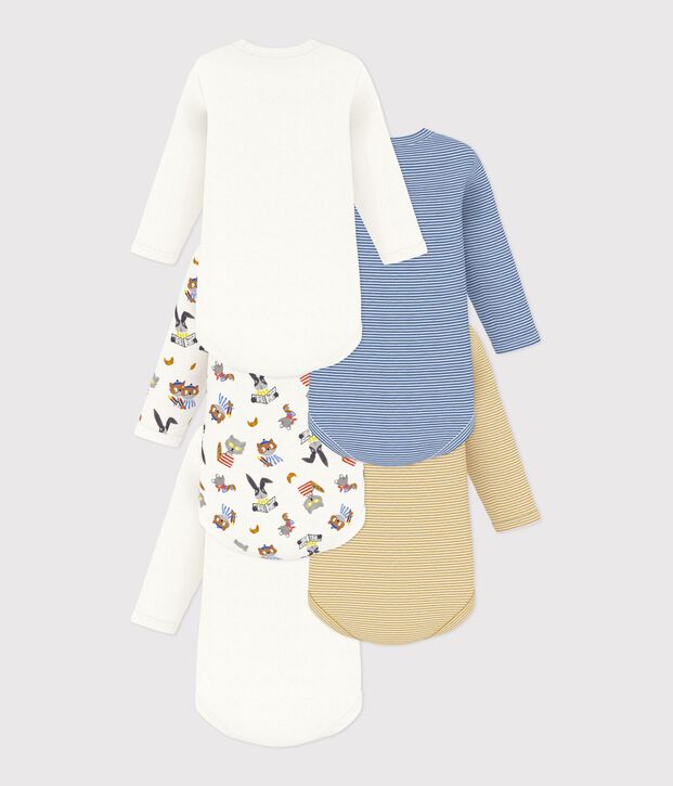 Pack of long-sleeved animal-print cotton bodies for babies multicolor