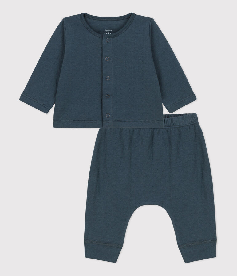 Babies' Organic Plain Tube Knit Clothing - 2-Piece Set grey