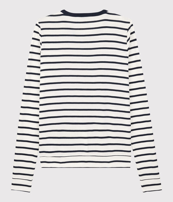 Women's Iconic Striped Cotton Cardigan MARSHMALLOW white/SMOKING blue