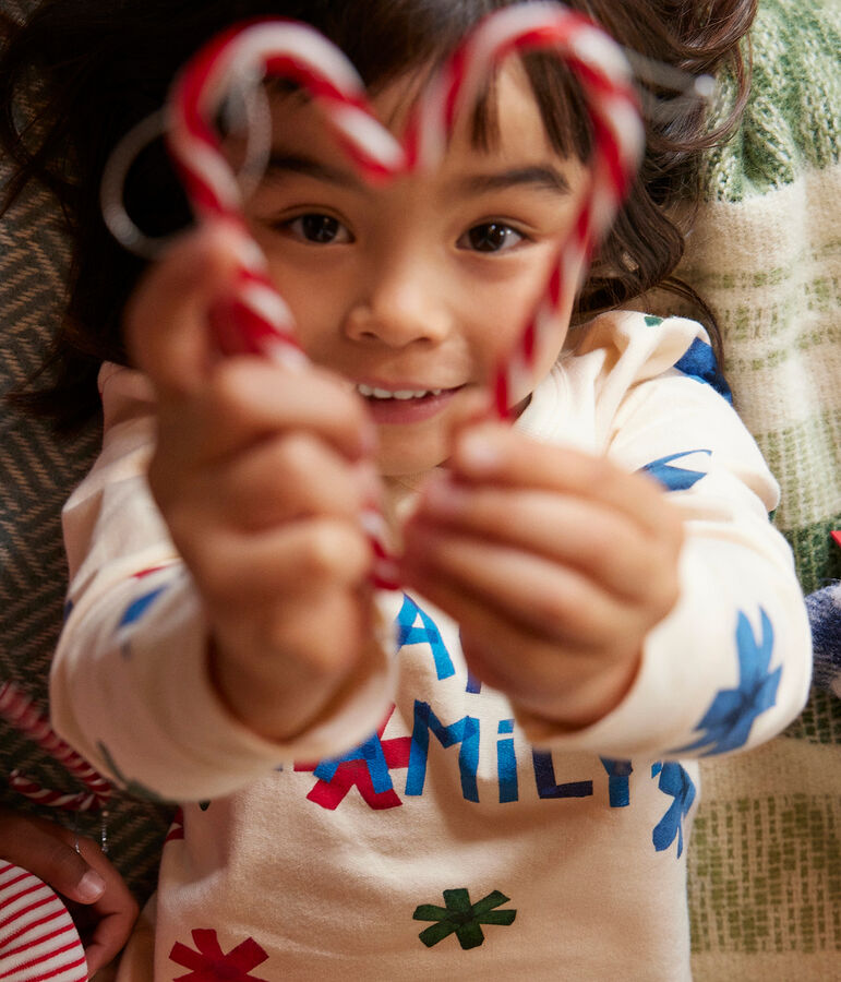 Children's Unisex Star Fleece Pyjamas Ecru/multicolor