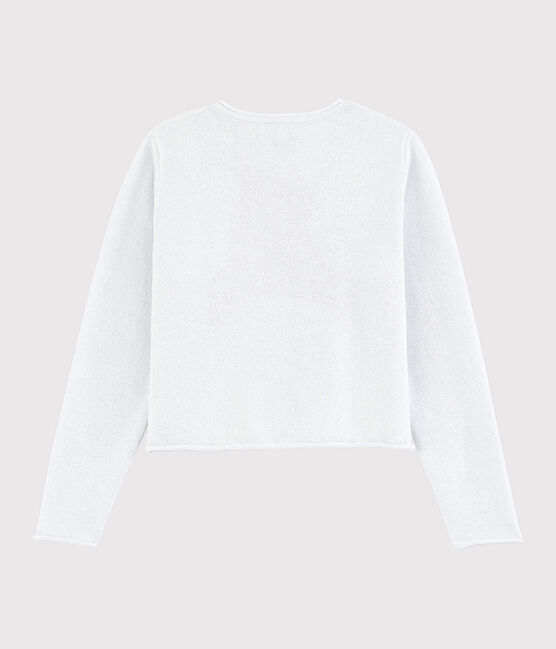 Girls' Cotton Cardigan MARSHMALLOW white/ARGENT grey