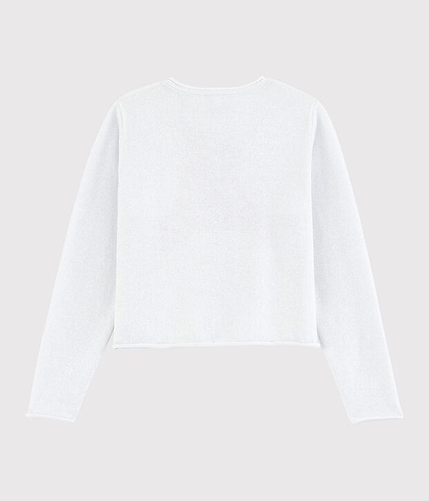 Girls' Cotton Cardigan white/grey
