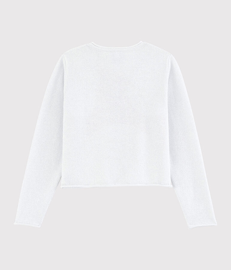 Girls' Cotton Cardigan white/grey
