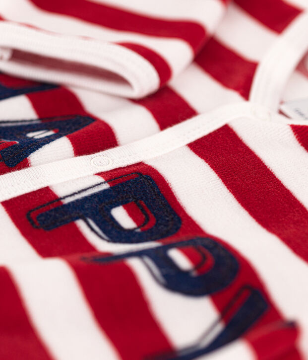 Babies' Velour Sleepsuit red/white