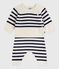 Babies' 2-piece stripy knit Breton top outfit MARSHMALLOW blue/SOIR