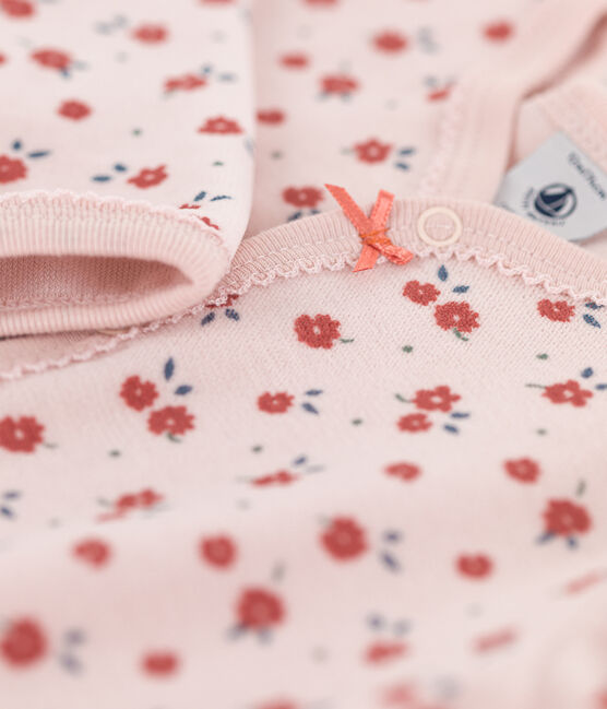 Babies' Floral Velour Sleepsuit SALINE pink/MULTICO white
