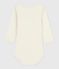 Babies' long-sleeved body in wool and cotton ECRU 08163