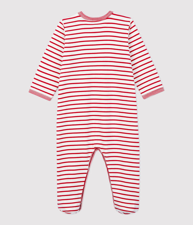 Babies' Fleece Sleepsuit with Feet white/red