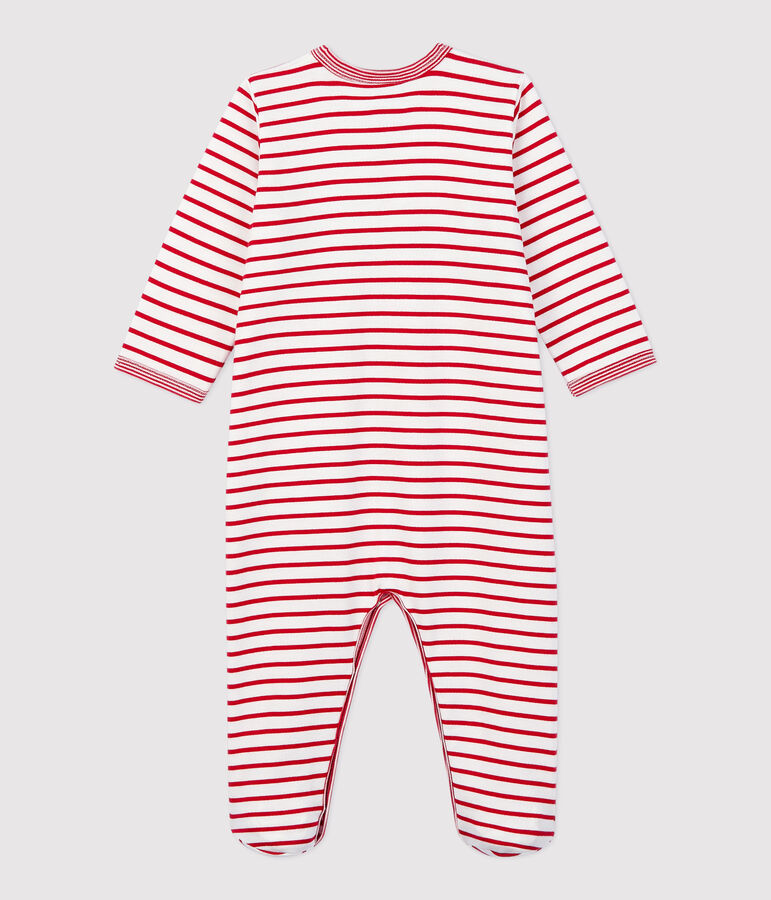 Babies' Fleece Sleepsuit with Feet white/red