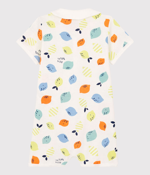 Babies' Organic Cotton Lemon Playsuit white/multicolor