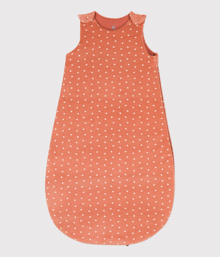 BABIES' HEART PATTERNED VELOUR TOG 2-RATED SLEEPING BAG pink/ecru