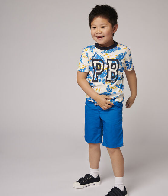 Boys' Short-Sleeved Cotton T-Shirt MARSHMALLOW white/MULTICO white