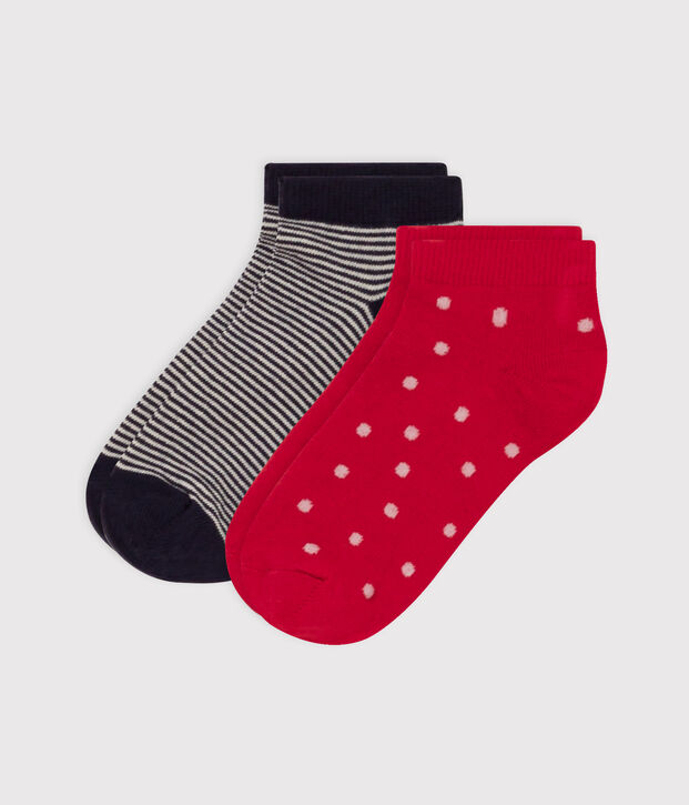 Children's Cotton Jersey Spotted Socks - Pack of 2 multicolor
