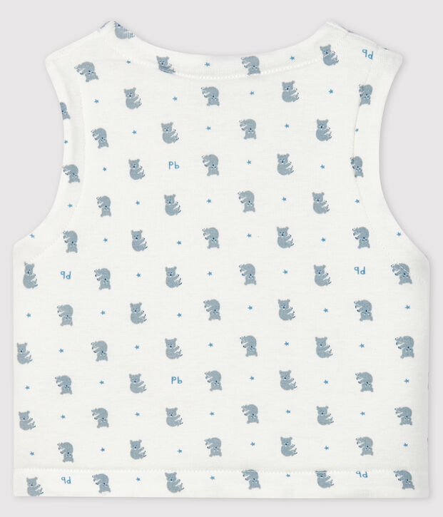 Babies' Quilted Organic Cotton Gilet white/grey/multicolor