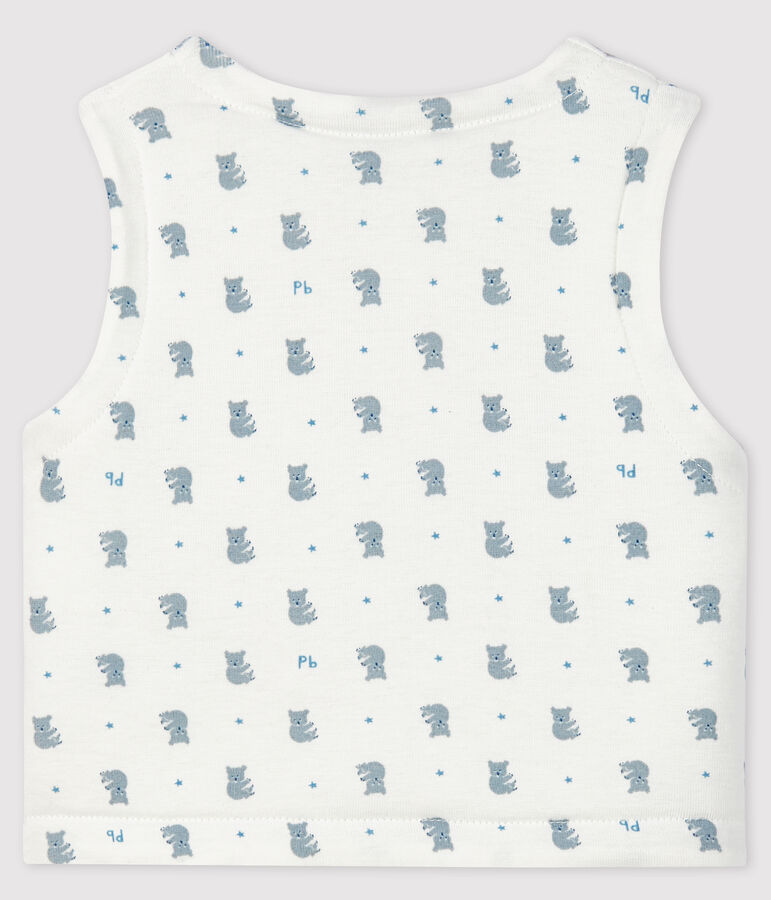 Babies' Quilted Organic Cotton Gilet MARSHMALLOW+GRIS white/MULTICO