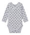 Newborn baby boys' long-sleeved printed bodysuit POUSSIERE grey/MEDIEVAL blue