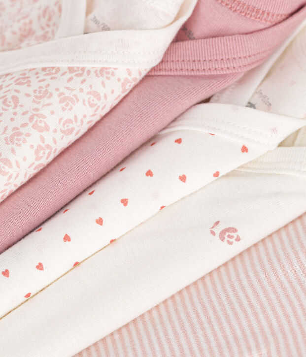 Babies' Long-Sleeved Wrapover Cotton Bodysuits - 5-Pack multicolor