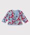 Babies' quilted cotton jacket, printed with flowers MARSHMALLOW white/MULTICO white