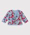 Babies' quilted cotton jacket, printed with flowers white/multicolor