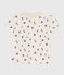 Babies' short-sleeved cotton polo shirt printed with little boats AVALANCHE blue/PERSE white