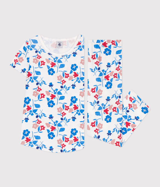 Children's floral cotton pyjamas MARSHMALLOW white/MULTICO white