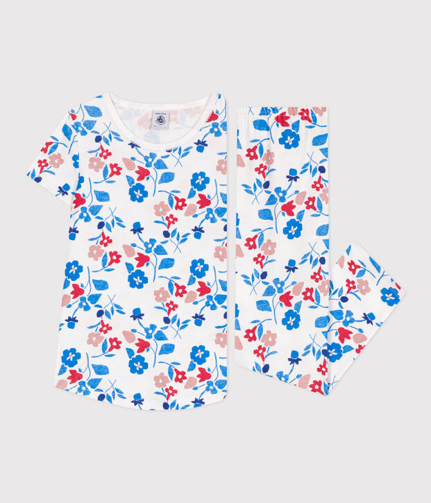 Children's floral cotton pyjamas white/multicolor