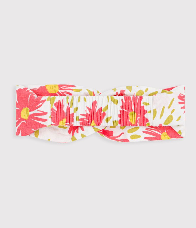 Baby girl's  floral print cr&ecirc;pe headband white/multicolor