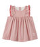 Baby girls' striped poplin dress LAIT white/TERKUIT red