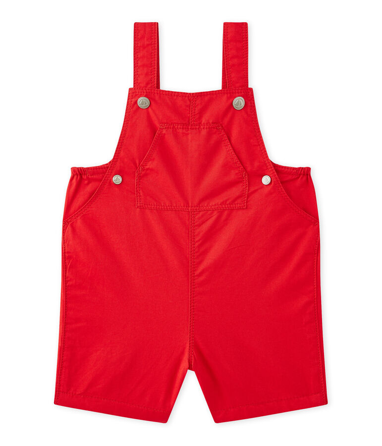 Baby boys' striped short dungarees red