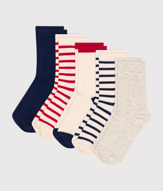 Children's Unisex Blue White Red Socks - 5-Pack variante 1