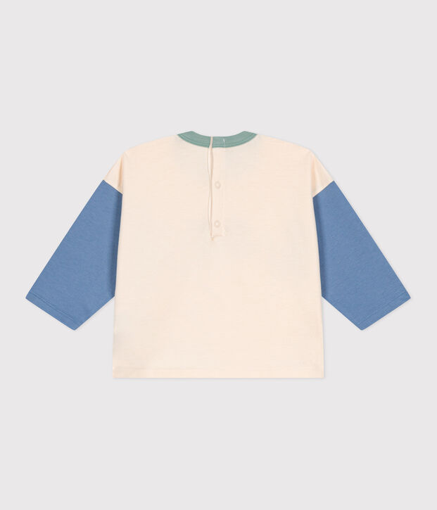Babies' long-sleeved fine jersey T-shirt blue/blue