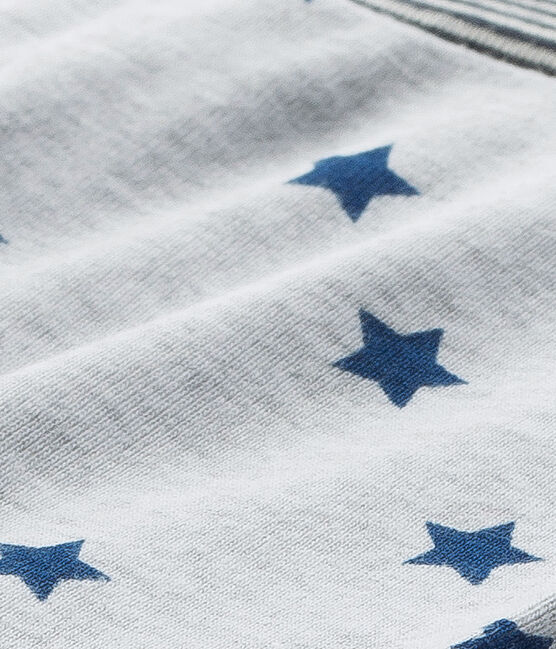 Boys' print pyjama trousers POUSSIERE grey/MAJOR blue