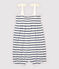 Baby Girls' Stripy Cotton and Linen Playsuit MARSHMALLOW white/MEDIEVAL blue