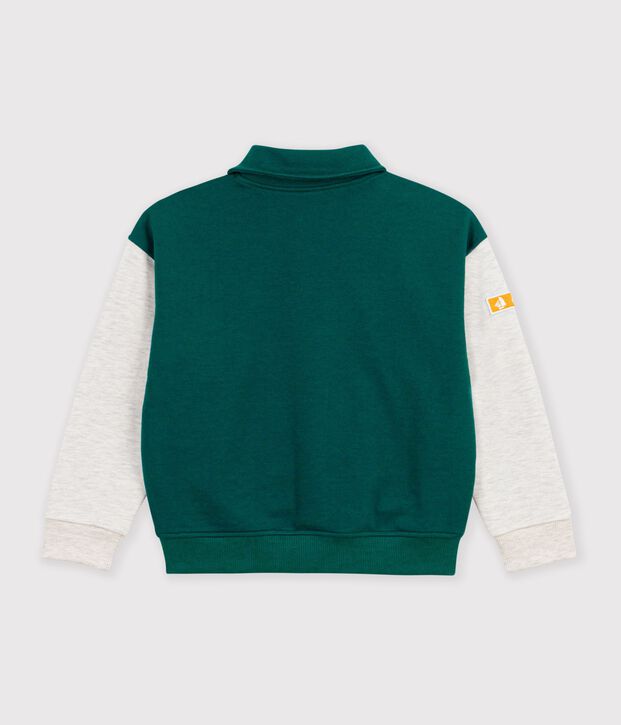 Children's varsity-style jacket in colourblock cotton green/beige