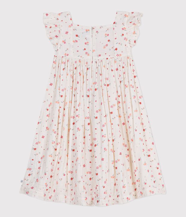 Children's sleeveless dress in printed cotton white/multicolor