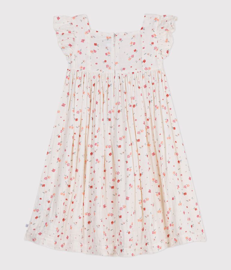 Children's sleeveless dress in printed cotton white/multicolor
