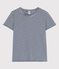 Women's Straight Round-Neck Cotton T-Shirt MEDIEVAL blue/MARSHMALLOW white