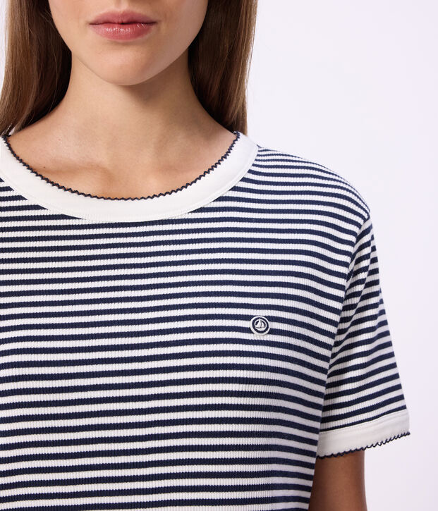 Women's short cotton dress blue/white