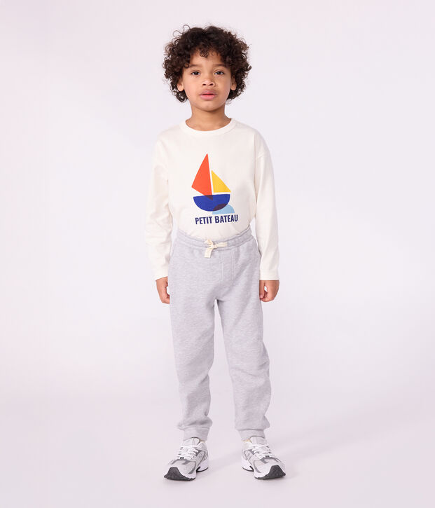 Children's plain cotton jogging bottoms grey