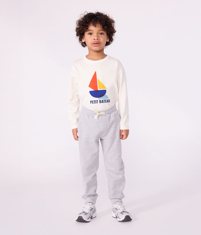 Children's plain cotton jogging bottoms FUMEE CHINE grey