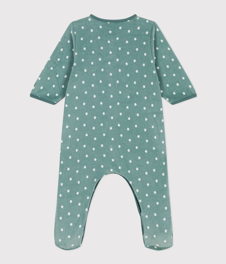 Babies' Starry Velour Pyjamas green/white