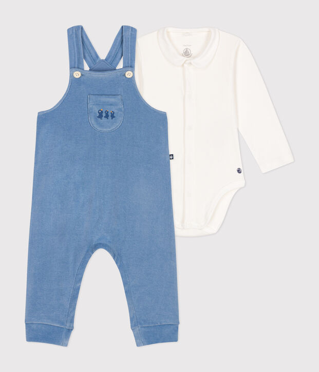 Babies' corduroy dungaree set blue