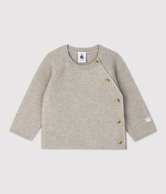 Babies' Wool/Cotton Knit Cardigan FALAISE CHINE