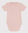 Babies' Short-Sleeved Cotton Bodysuit with Collar SALINE pink