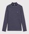 Women's stripy cotton rollneck top blue/white