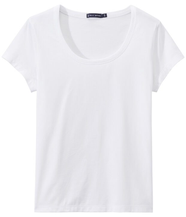 SCOOP NECK women's fine jersey tee white