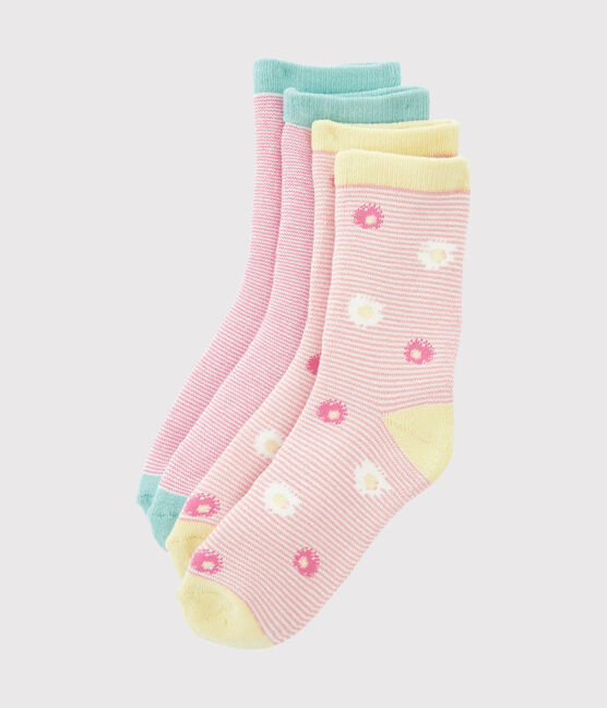 Set of 2 pairs of socks for girls MARSHMALLOW:SMOKING blue/MARSHMALLOW white